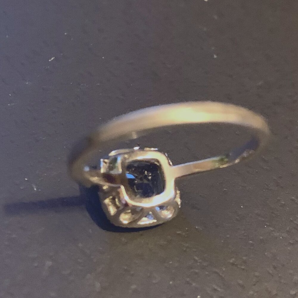 BLUE TOPAZ & DIAMOND STERLING SILVER RING - Picture 3 of 6